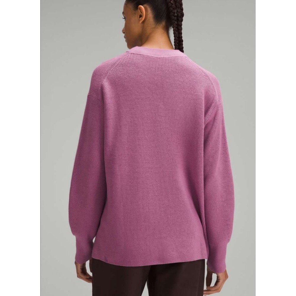 Lululemon Merino Wool Blend Ribbed Crewneck Sweater Dusty Purple Womens Medium 8 - Picture 3 of 12